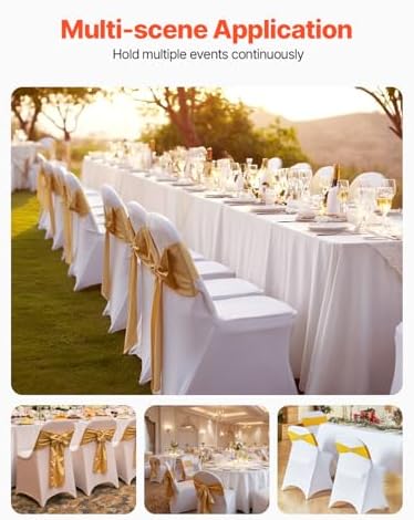 VEVOR White Stretch Spandex Chair Covers - 12 PCS Universal for Events