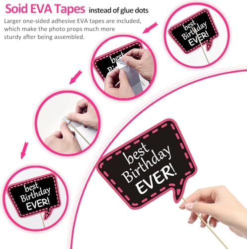 31pcs Hot Pink Birthday Photo Booth Props Set 1