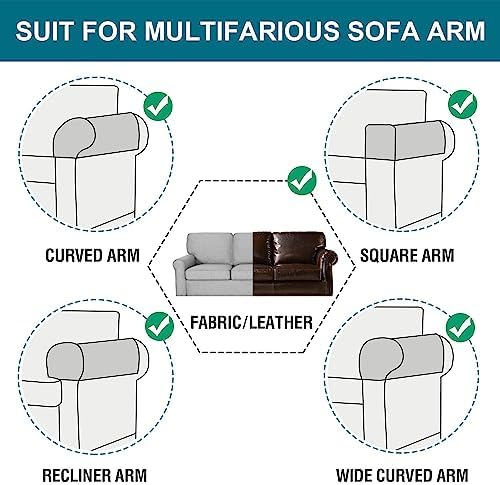 Turquoize 2 Pack Waterproof Armrest Covers for Chairs and Sofas Gray