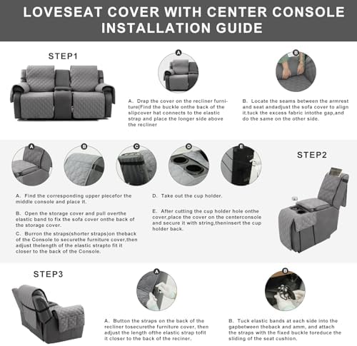 Taque Waterproof Loveseat Recliner Cover with Center Console