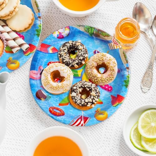 Fancy Land Pool Party Plates 24Pcs