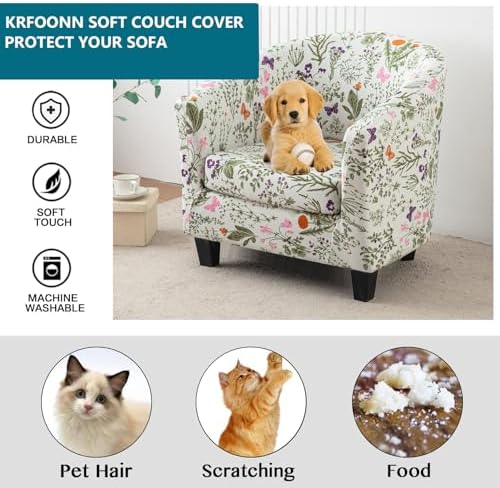 KRFOONN 2 Piece Stretch Barrel Chair Slipcover
