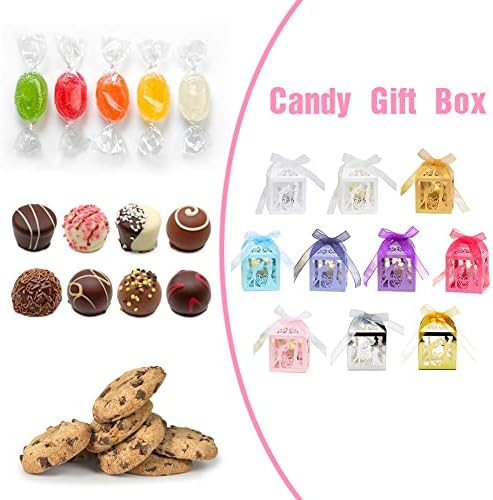 Eforcase 50PCS Wedding Favors Candy Boxes with Ribbons 1