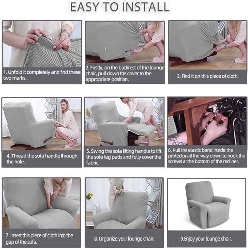 KEKUOU Recliner Cover for Lazy Boy with Elastic Bottom