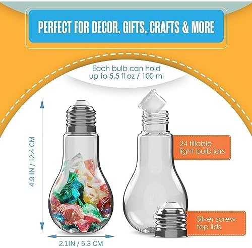 Houseables Clear Plastic Light Bulbs 24 Pack for Crafts 1