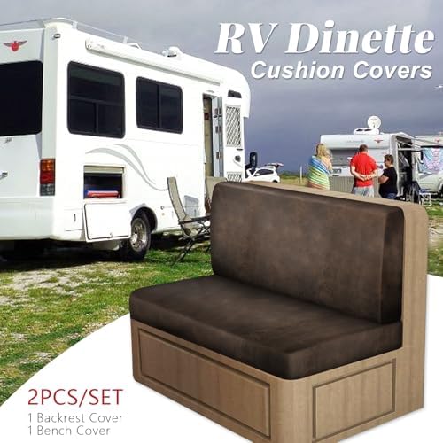 Leather Look RV Dinette Cushion Covers Brown