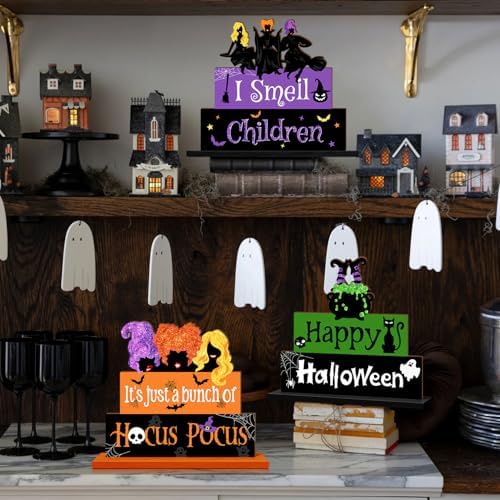 Halloween Witch Table Signs 3PCS Wooden Decor