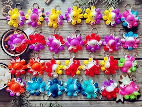30 Pack Bulk Octopus Mini Pop Keychain