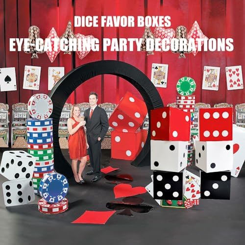 6 Pcs Dice Favor Boxes Casino Style White