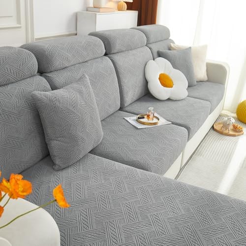 Hyha 3PC Sofa Slipcover Covers for Pets and Kids Washable Stretchable Grey