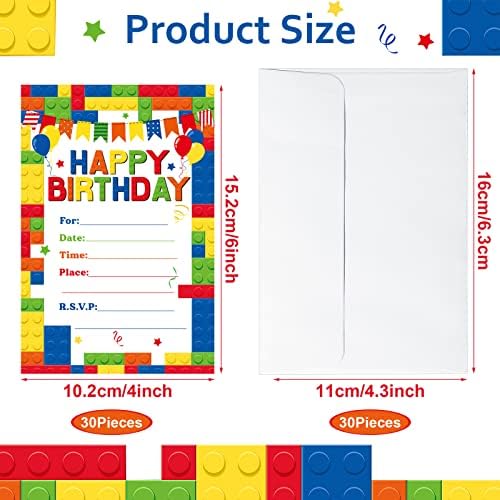 Nezyo 30 Pack Birthday Party Invitations with Envelopes
