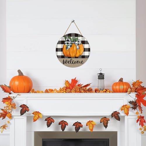 Yunkkin Fall Door Decor Pumpkin Welcome Sign