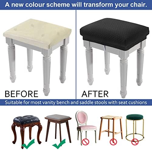 BUYUE Luxury Vanity Bench Stool Cover XS Black 1