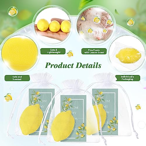 Lounsweer Set of 20 Lemon Soap Favors with Cards and Organza Bags