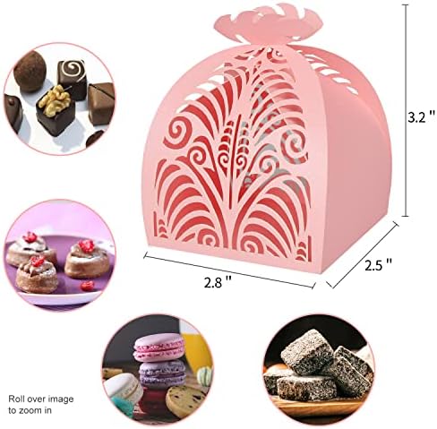 KPOSIYA Pack of 70 Laser Cut Favor Boxes Pink Wedding Party Gifts