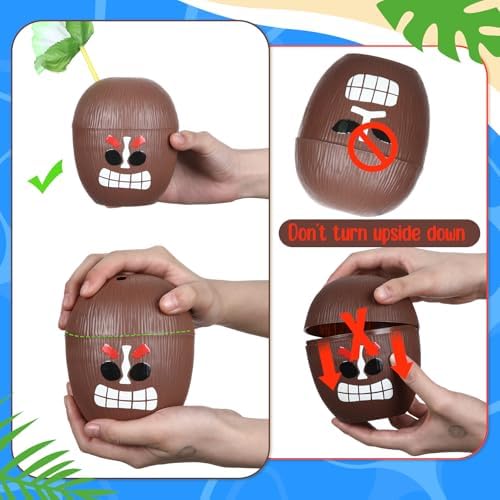 Yungyan 24 Piece Tiki Totem Coconut Cups Set