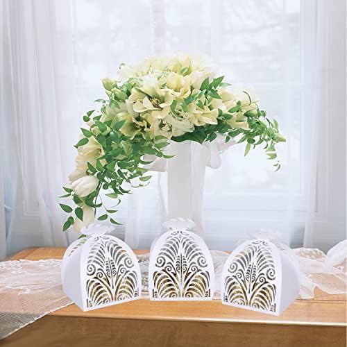 KPOSIYA Pack of 70 Laser Cut Favor Boxes White