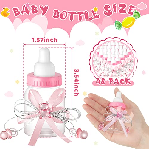Nuenen 48 Pcs Baby Shower Candy Bottles with Bear and Ribbon