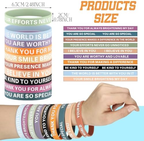 Poen 120 Pcs Motivational Silicone Bracelets Bulk