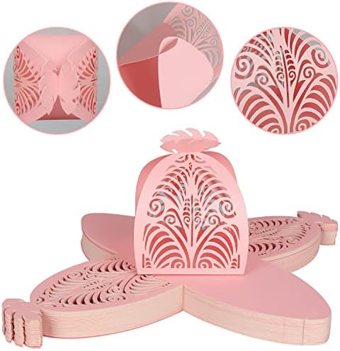 KPOSIYA Pack of 70 Laser Cut Favor Boxes Pink Wedding Party Gifts