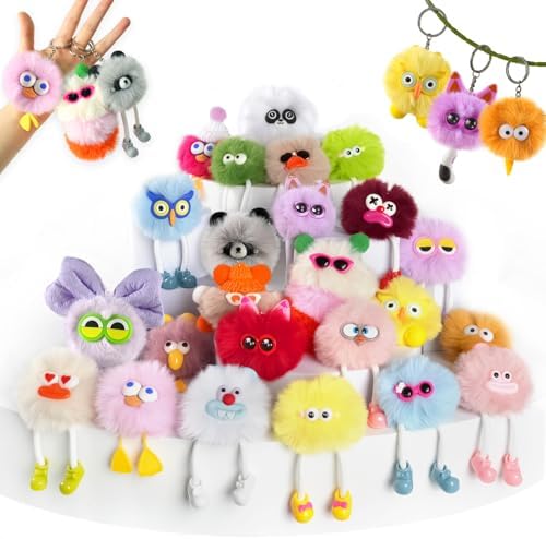 24Pcs Cute Plush Keychains for Kids Boys Girls Birthday Party Favors