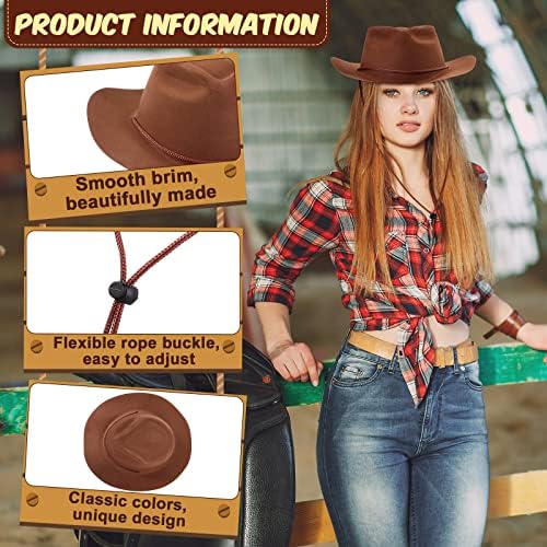 Mepase 24 Piece Plastic Cowboy Hat Set Brown