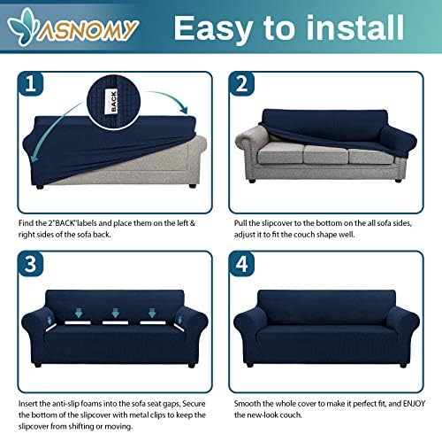 Asnomy Sofa Slipcovers for 3 Cushion Couch Pet-Friendly and Durable