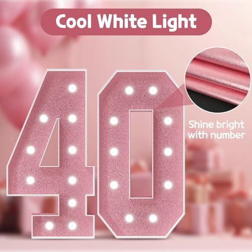 4FT Rose Gold Light Up 40th Birthday Marquee Sign