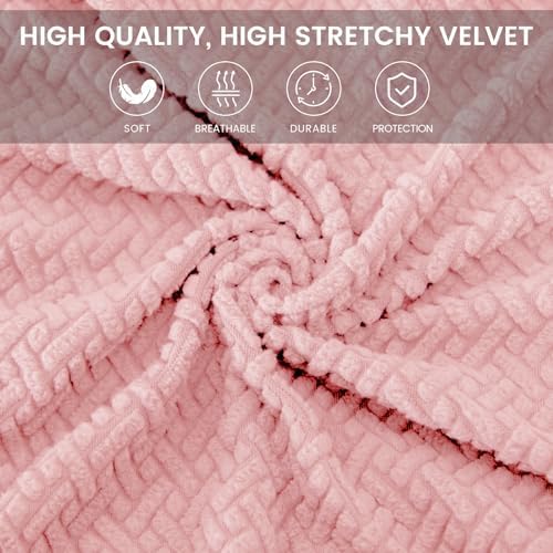 2-Piece Stretches Office Chair Cover Jacquard Pink