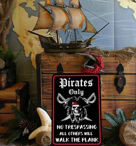 Pirate Wall Decor Metal Sign 12x8 Inches
