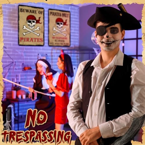 MorningRo 2 Pcs Pirate Metal Wall Signs