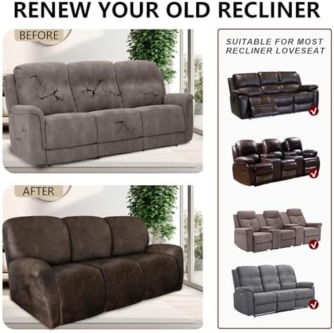 Leather Look Recliner Couch Cover Set 8-Piece