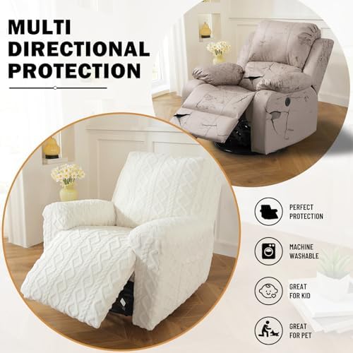 Vctops 4 Piece Geometric Plush Recliner Slipcover