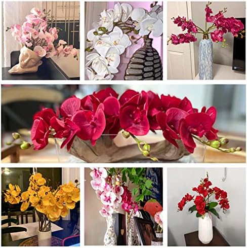 BOMAROLAN Faux Butterfly Orchid 4 Pcs Real Touch Silk Artificial Flowers White