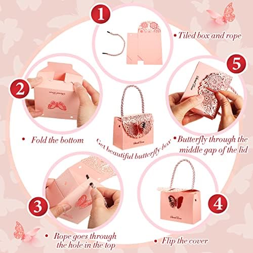 50 Pcs Butterfly Candy Party Favor Bags for Wedding Birthday Events