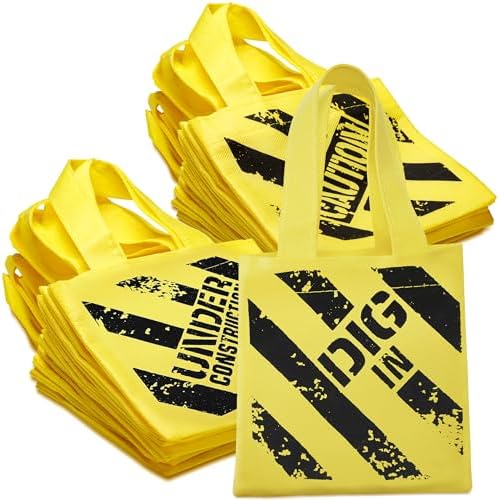 Construction Themed Tote Bags for Kids Birthday Party Supplies
