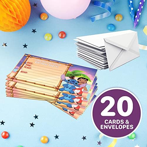 Set of 20 Lilo and Stickers Themed Birthday Invitations