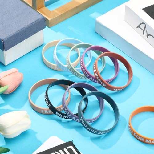 Poen 120 Pcs Motivational Silicone Bracelets Bulk