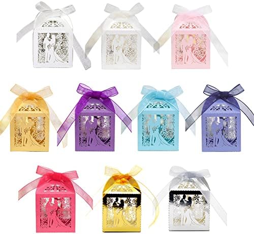 Eforcase 50PCS Laser Cut Candy Favor Boxes for Wedding