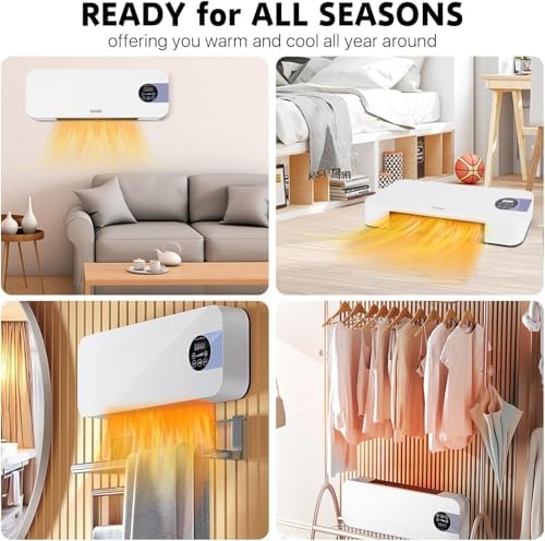 1500W PTC Ceramic Wall Heater with Remote Control and Timer