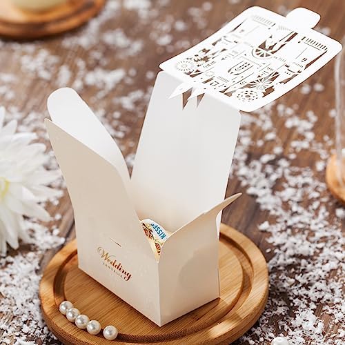 Hosmsua 50pcs Laser Cut Wedding Favor Boxes with Castle Design CB5093 1