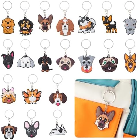 20pcs Dog Keychain Keyring Set for Kids Party Gifts