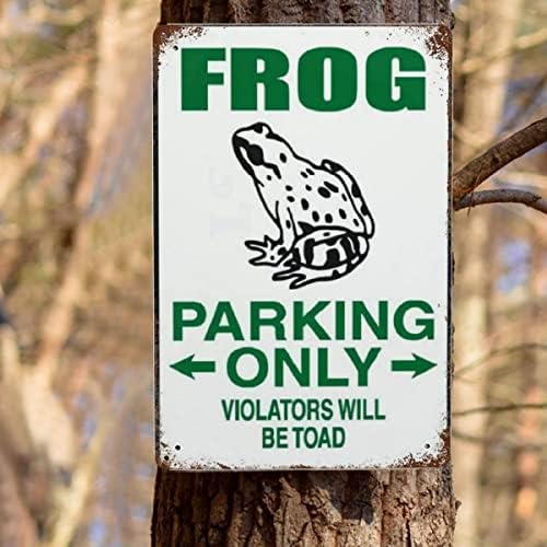 Retro Frog Parking Only Violators Will Be Toad Metal Tin Sign