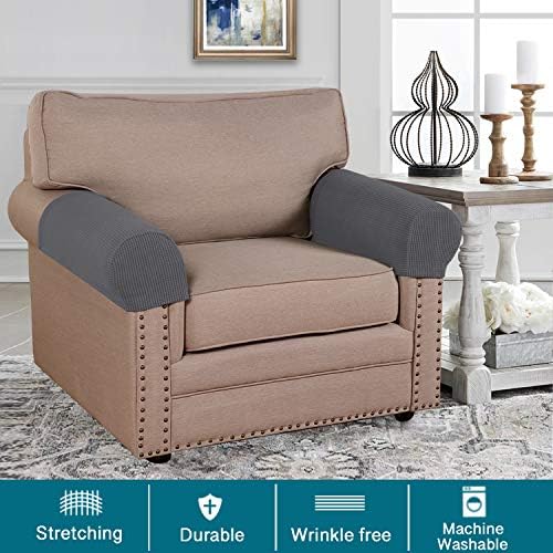 Turquoize Stretch Armrest Covers for Chairs and Sofas Gray Set of 2