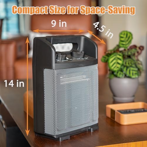 HiCFM 1500W Electric Space Heater with Thermostat Control and Fan Only Option