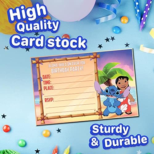 Set of 20 Lilo and Stickers Themed Birthday Invitations