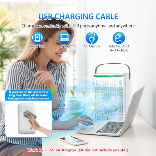 ATTLOOQ Portable Air Cooler with 5 Speeds and 7 LEDs