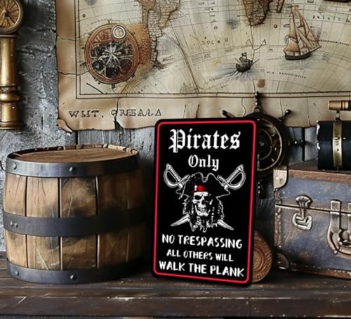 Pirate Wall Decor Metal Sign 12x8 Inches
