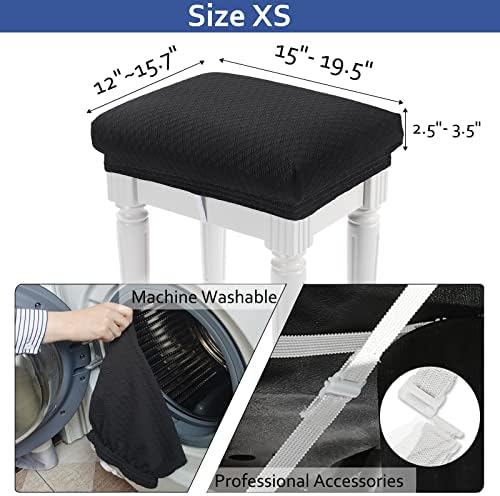 BUYUE Luxury Vanity Bench Stool Cover XS Black 1