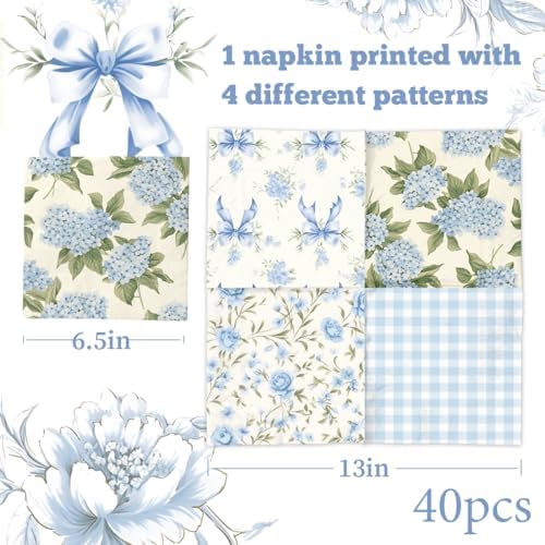 40Pcs Floral Napkins Birthday Party Decorations